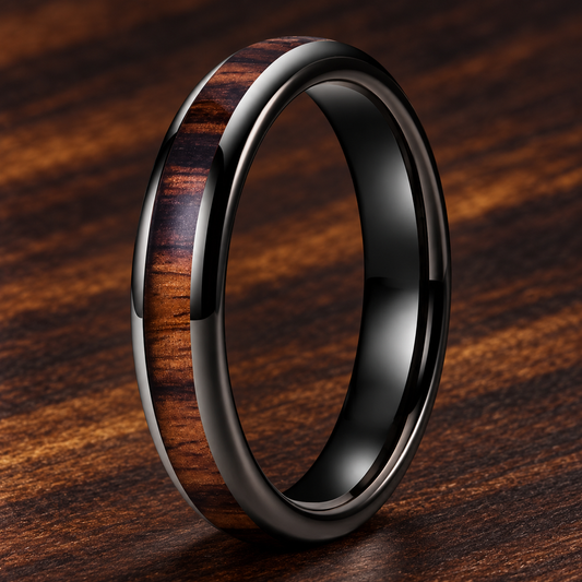 4mm Rosewood Inlay Tungsten Ring
