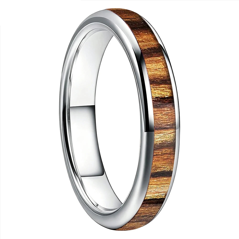 4mm Women’s Koa Wood Tungsten Ring