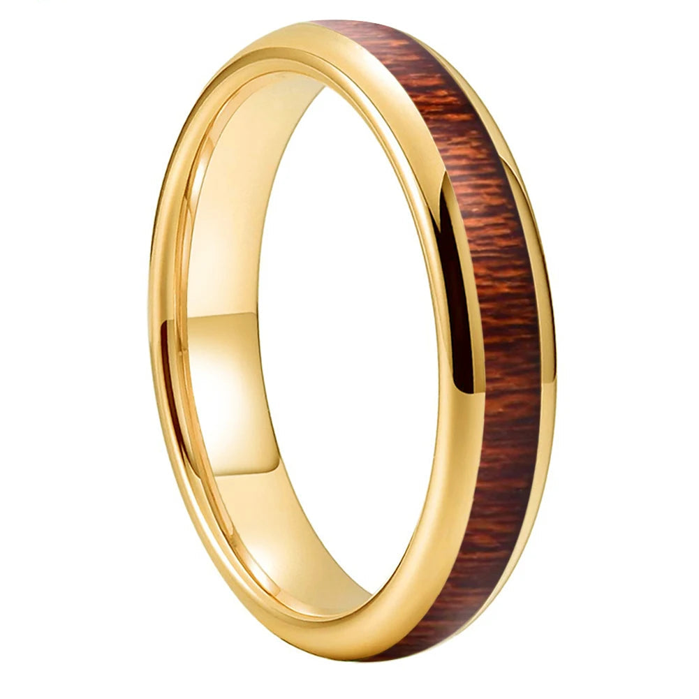Red Wood Inlay Tungsten Ring