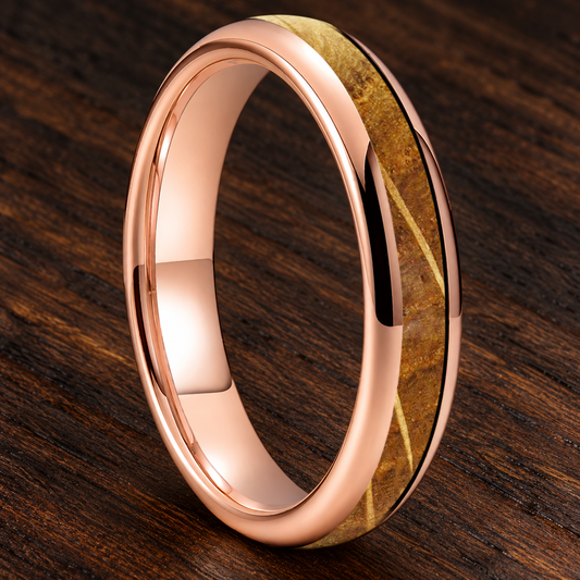 4mm Whiskey Barrel Oak Wood Tungsten Ring