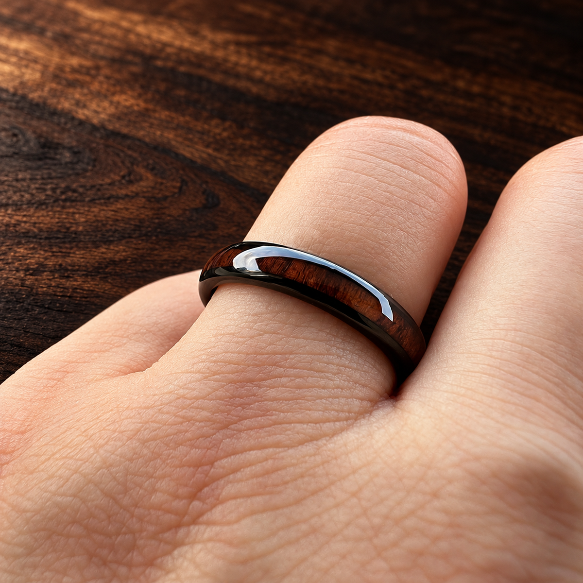 4mm Rosewood Inlay Tungsten Ring