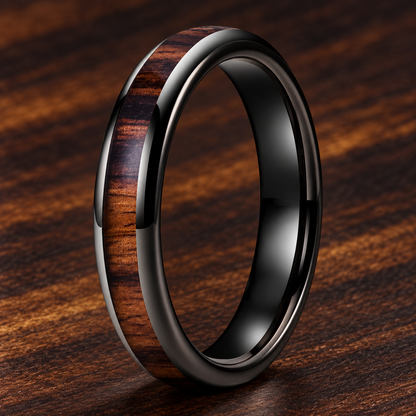 4mm Rosewood Inlay Tungsten Ring