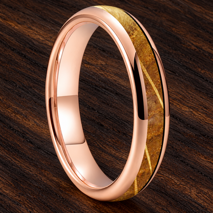 4mm Whiskey Barrel Oak Wood Tungsten Ring