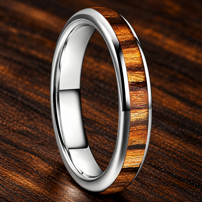 4mm Women’s Koa Wood Tungsten Ring