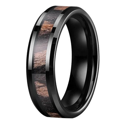 Zebrawood Beveled Tungsten Ring