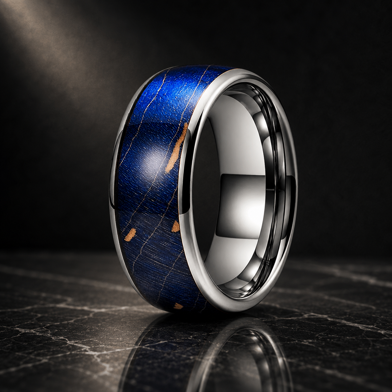 Colorful Elder Wood Tungsten Ring