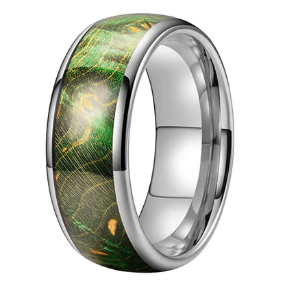 Colorful Elder Wood Tungsten Ring