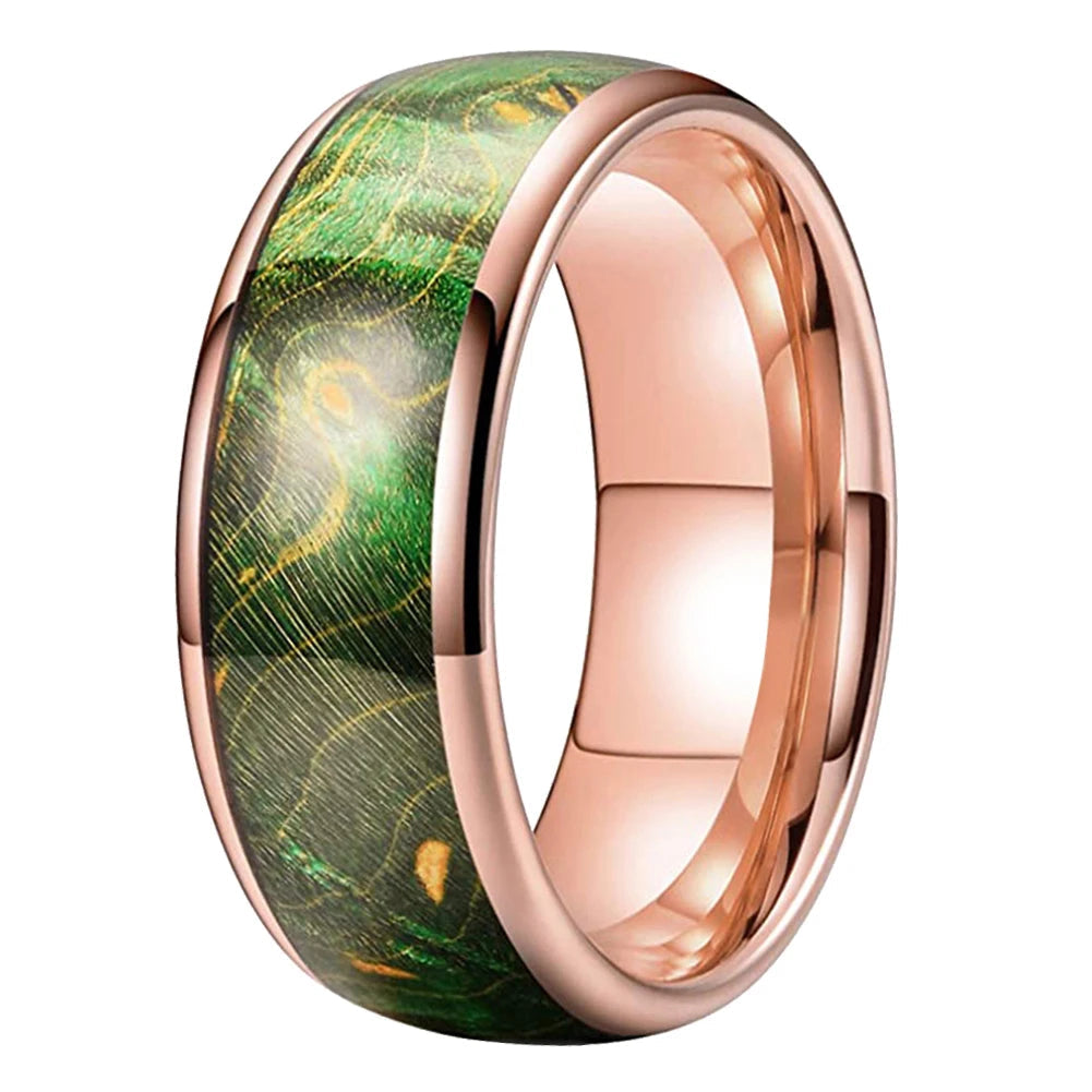 Colorful Elder Wood Tungsten Ring