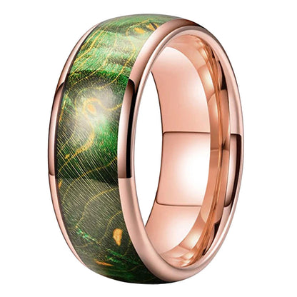 Colorful Elder Wood Tungsten Ring