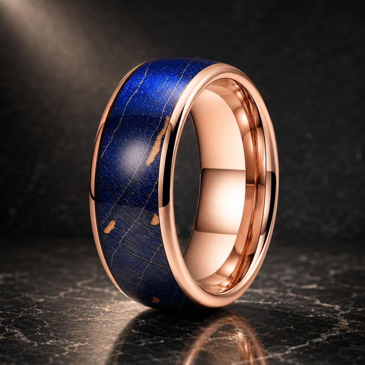 Colorful Elder Wood Tungsten Ring