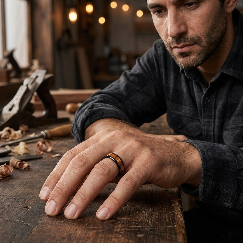 Hawaiian Koa Wood Tungsten Ring
