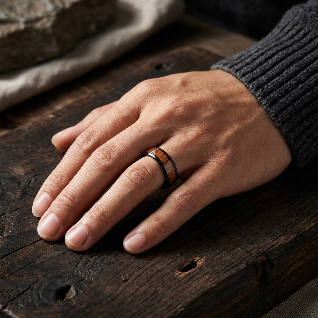 Hawaiian Koa Wood Tungsten Ring