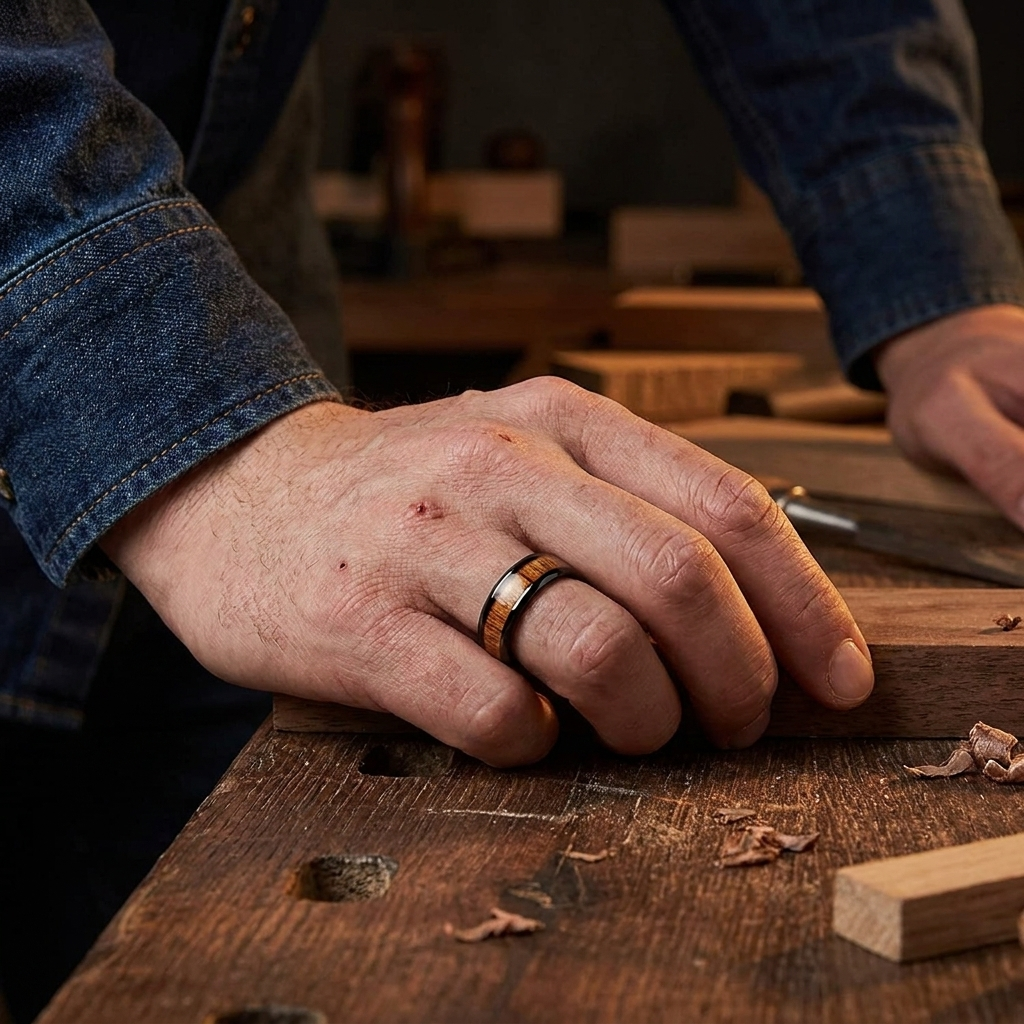 Hawaiian Koa Wood Tungsten Ring