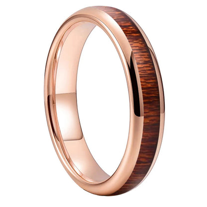 Red Wood Inlay Tungsten Ring