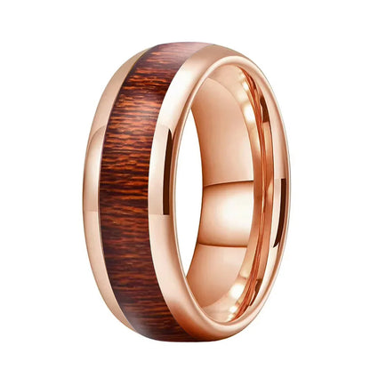 Red Wood Inlay Tungsten Ring