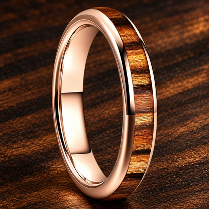 4mm Women’s Koa Wood Tungsten Ring