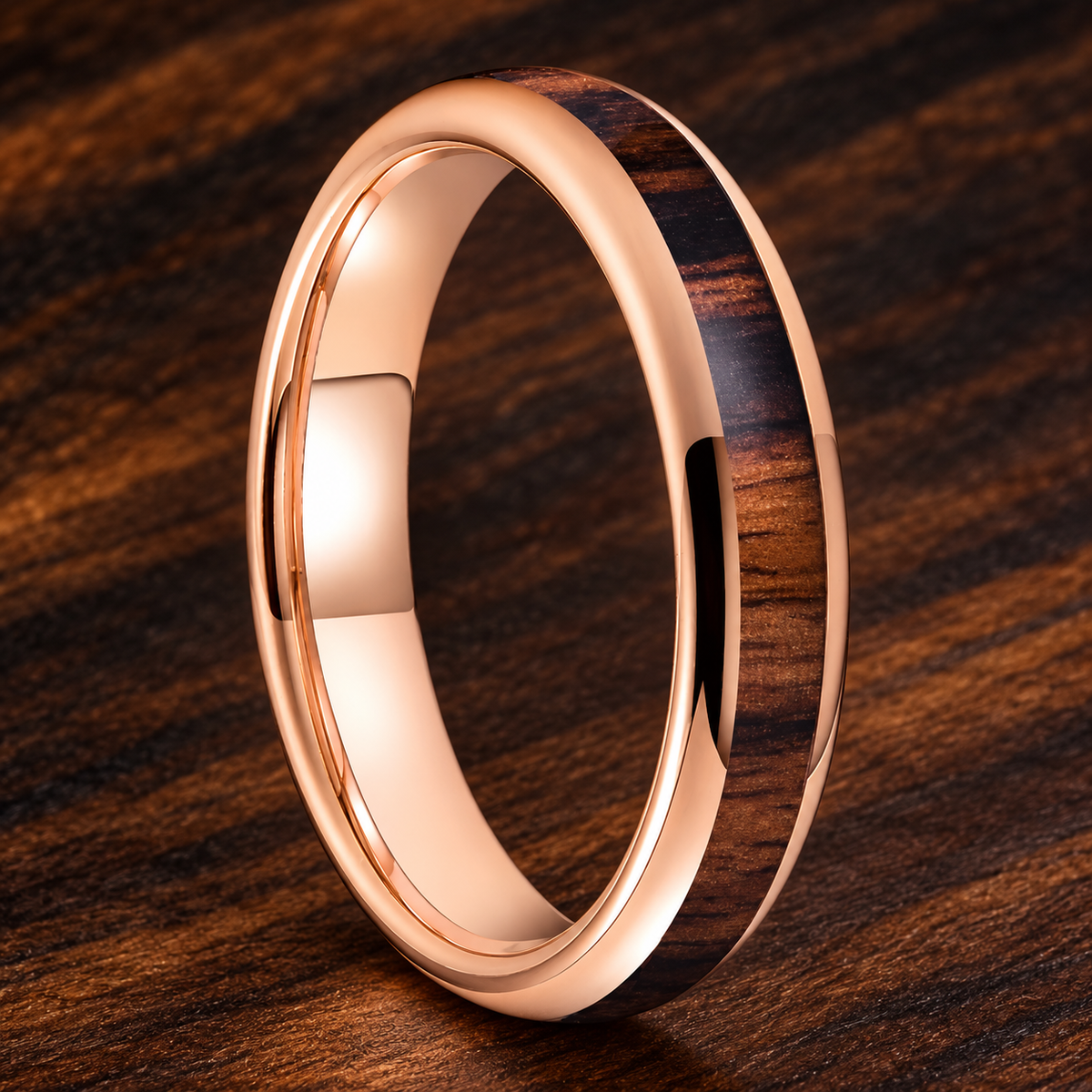 4mm Rosewood Inlay Tungsten Ring
