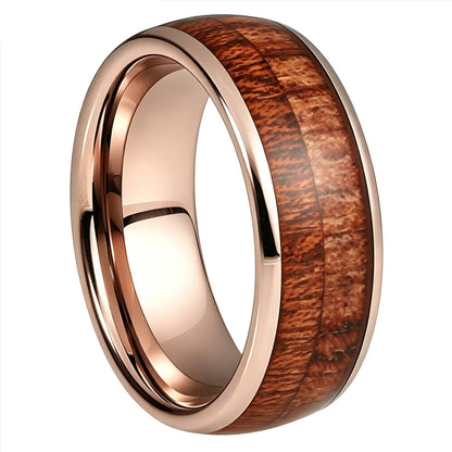 Tungsten ring with Spliced Wood Inlay