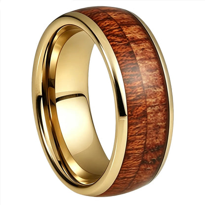 Tungsten ring with Spliced Wood Inlay