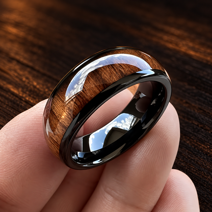 The Puakoa - Hawaiian Koa Wood Tungsten Ring