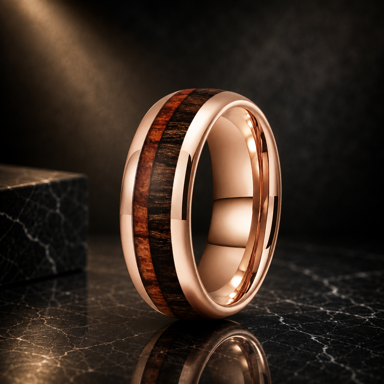Two-Tone Wood Tungsten Ring