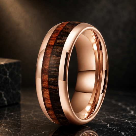 Two-Tone Wood Tungsten Ring