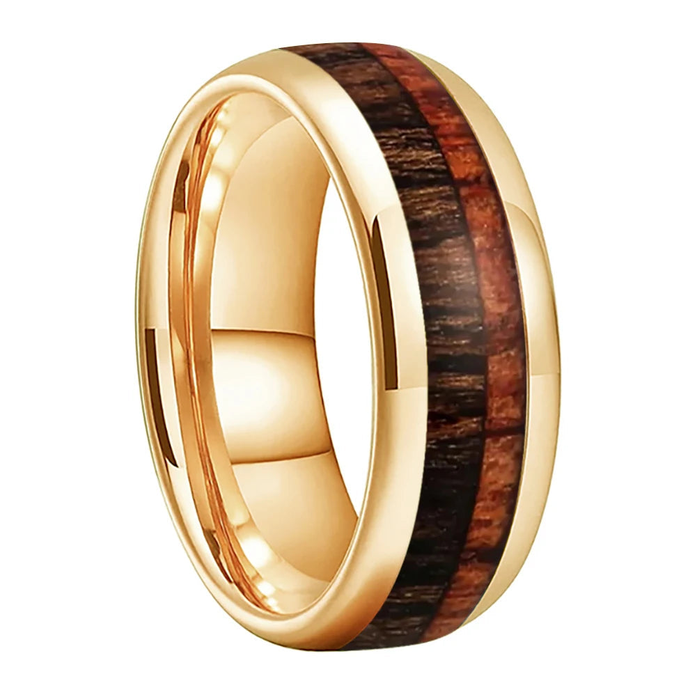Two-Tone Wood Tungsten Ring