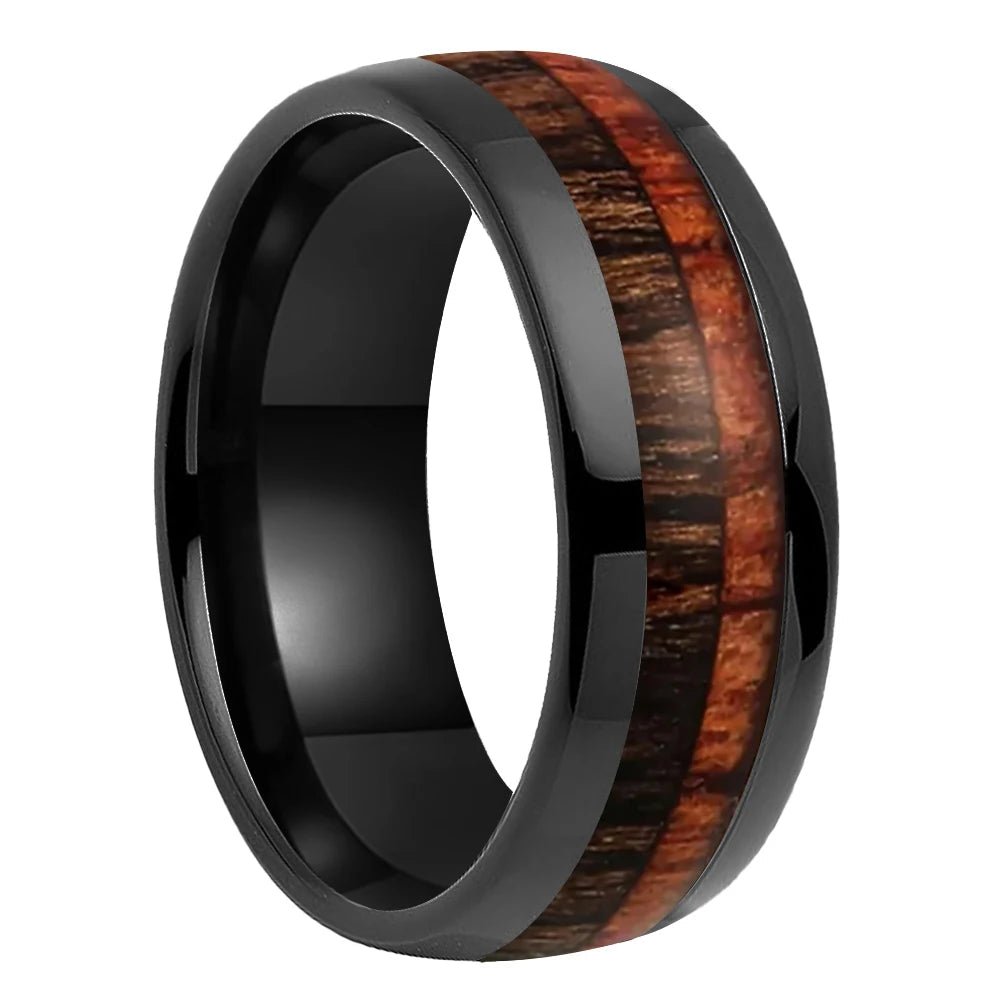 Two-Tone Wood Tungsten Ring