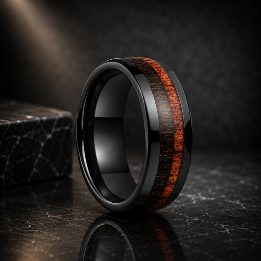 Two-Tone Wood Tungsten Ring