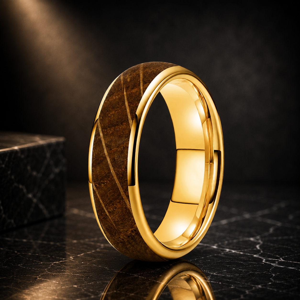 Whiskey Barrel Wood Tungsten Ring