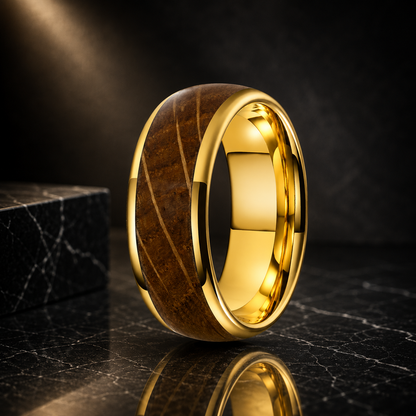 Whiskey Barrel Wood Tungsten Ring