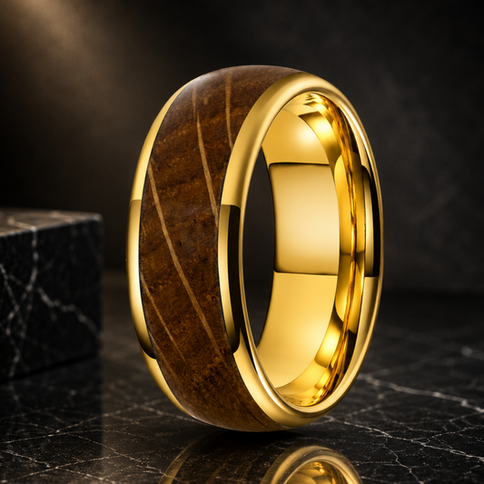 Whiskey Barrel Wood Tungsten Ring