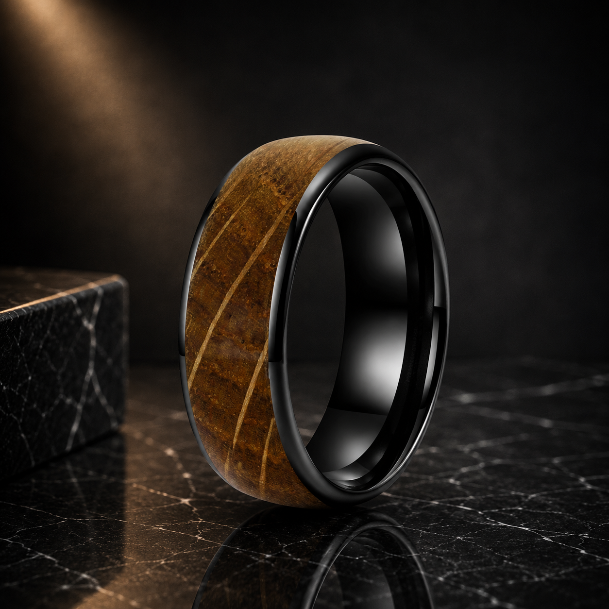 Whiskey Barrel Wood Tungsten Ring