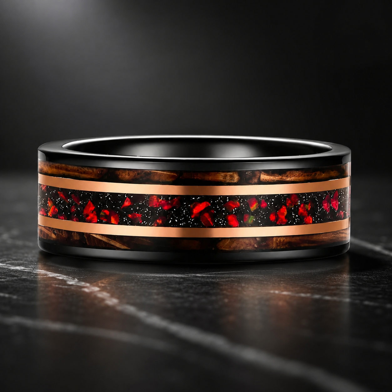Whiskey Wood and Dinosaur Bone Ring