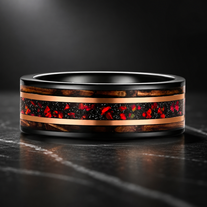 Whiskey Wood and Dinosaur Bone Ring