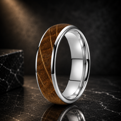 Whiskey Barrel Wood Tungsten Ring