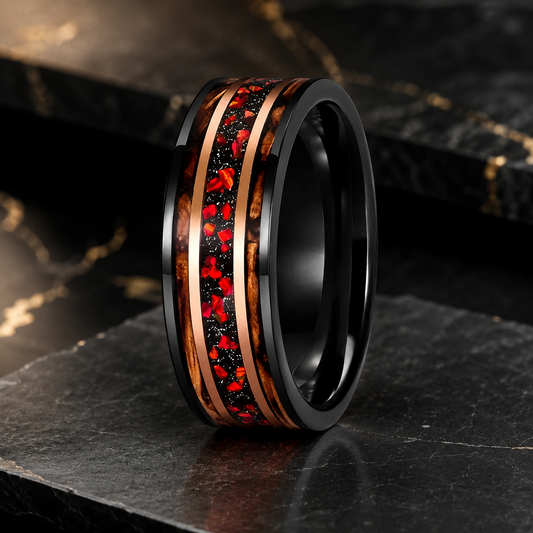 Whiskey Wood and Dinosaur Bone Ring