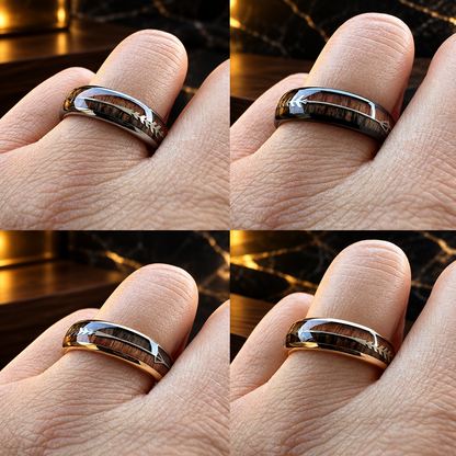 Wood and Arrow Inlay Tungsten Ring