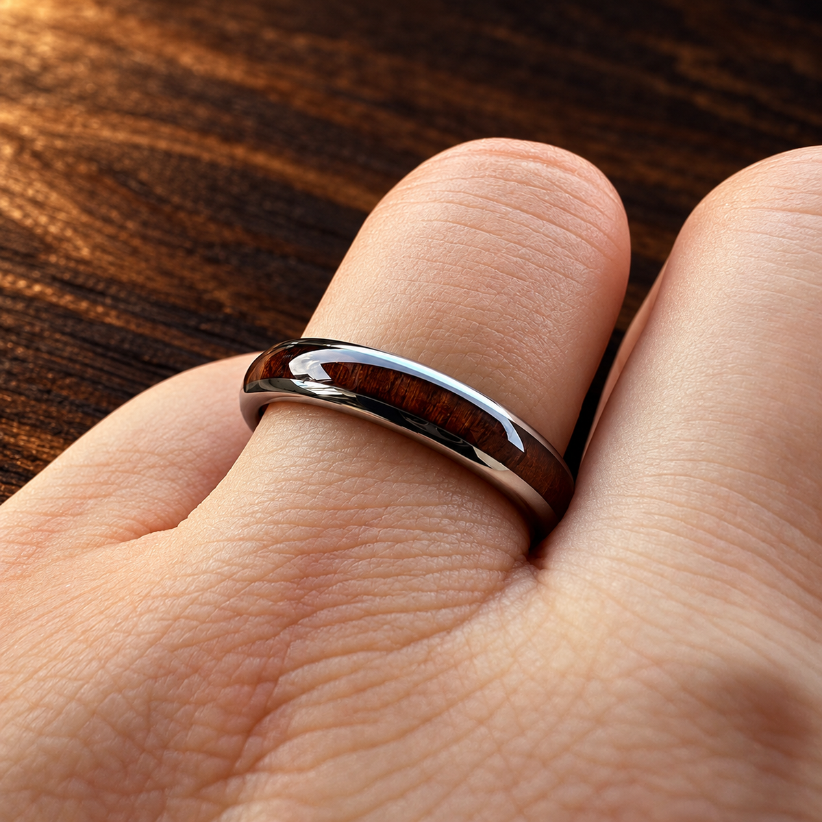 4mm Rosewood Inlay Tungsten Ring