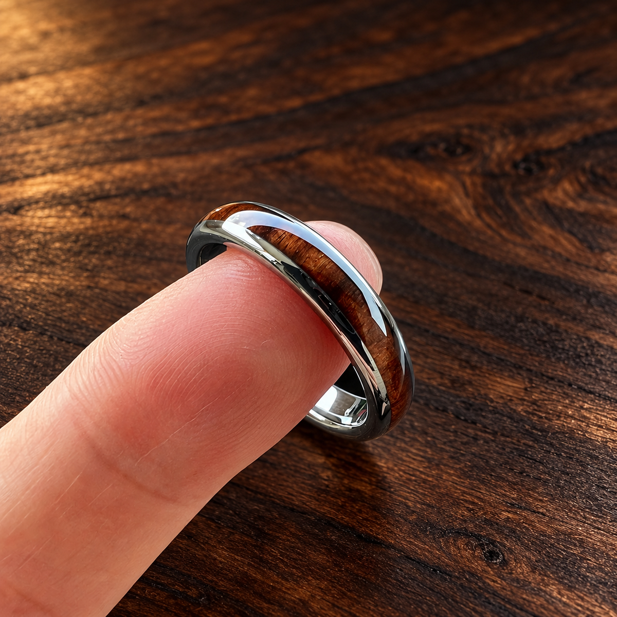 4mm Rosewood Inlay Tungsten Ring