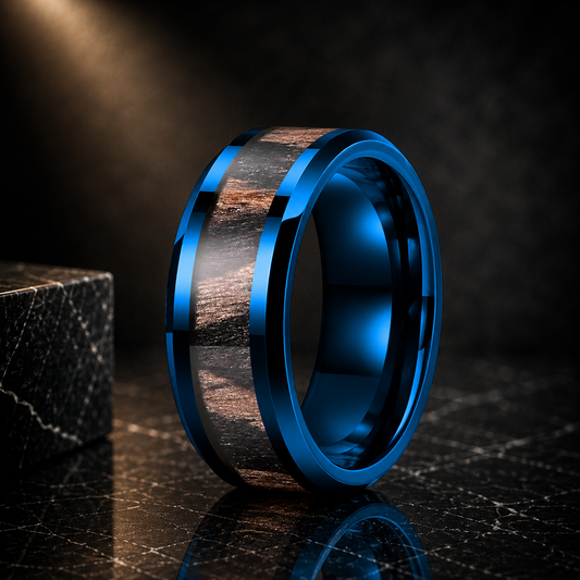 Zebrawood Beveled Tungsten Ring