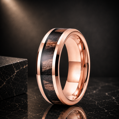 Zebrawood Beveled Tungsten Ring