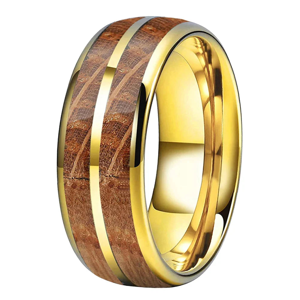 The Amberbarrel - Whiskey Oak Wood Tungsten Ring - rings