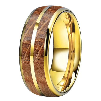 The Amberbarrel - Whiskey Oak Wood Tungsten Ring - rings