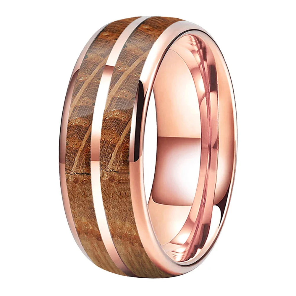 The Amberbarrel - Whiskey Oak Wood Tungsten Ring - rings