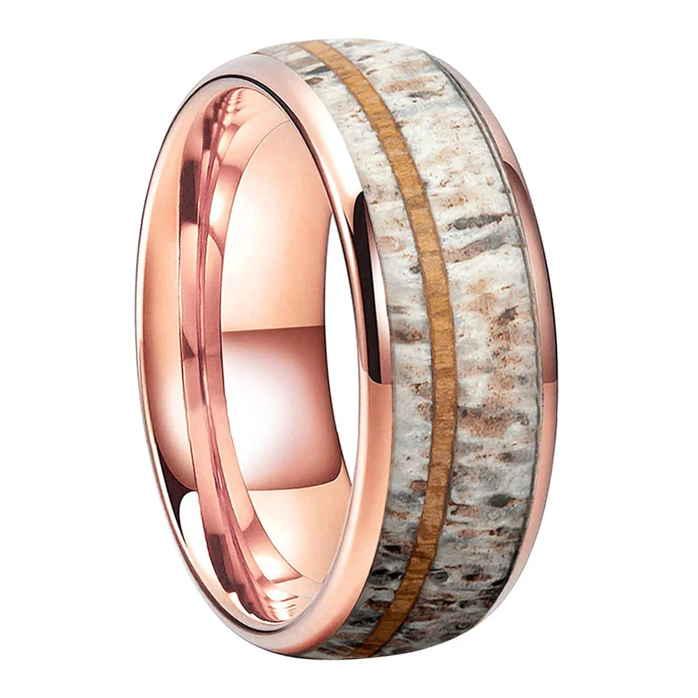 The Antlerwood - Deer Antler and Wood Tungsten Ring - rings