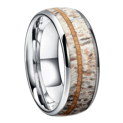 The Antlerwood - Deer Antler and Wood Tungsten Ring - rings