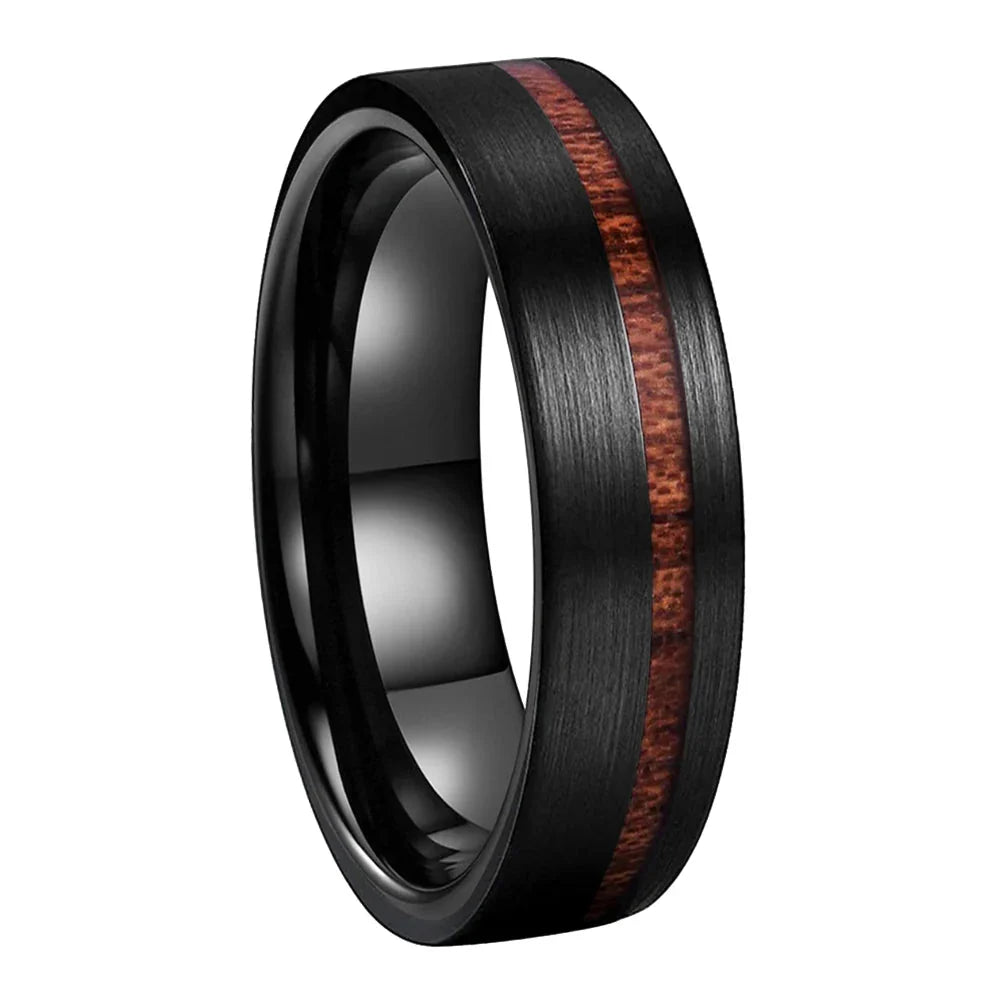 The Blackgroove - Black Tungsten Wood Ring - rings