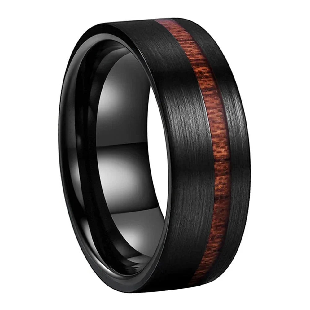 The Blackgroove - Black Tungsten Wood Ring - rings