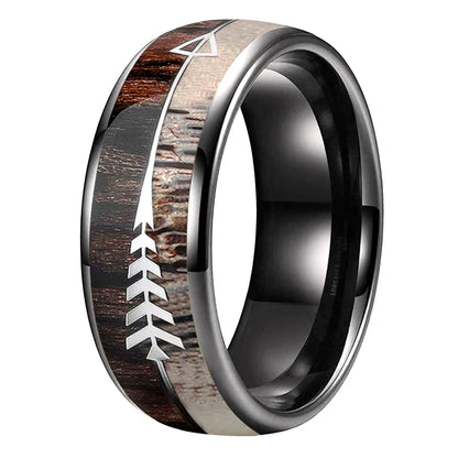 The Grovehorn - Koa Zebrawood and Antler Tungsten Ring - Gunmetal / 8MM / 13 - rings